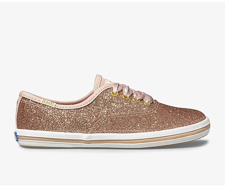 Keds Kids Rose Gold Casuals Shoes - Keds X Kate Spade New York Champion Glitter 674CXJBDS